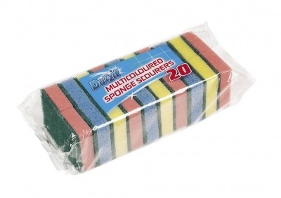 Mixed Colour Sponge Scourers - Pack of 20
