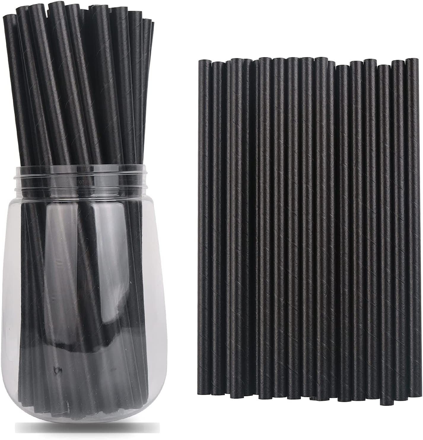 Black 5" 3mm Cocktail Straws - 1000