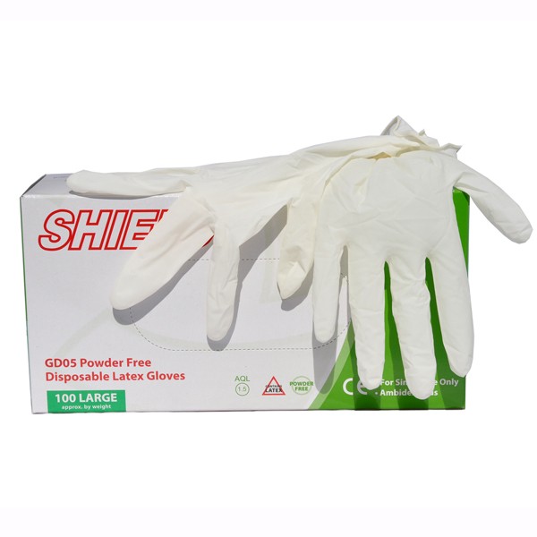 Large Powder Free Latex Gloves GD05 - Pack of 100